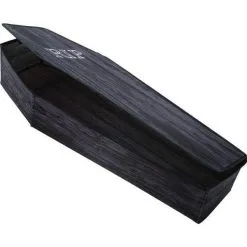 Morris Costumes 60" Wooden Look Coffin With Lid Black
