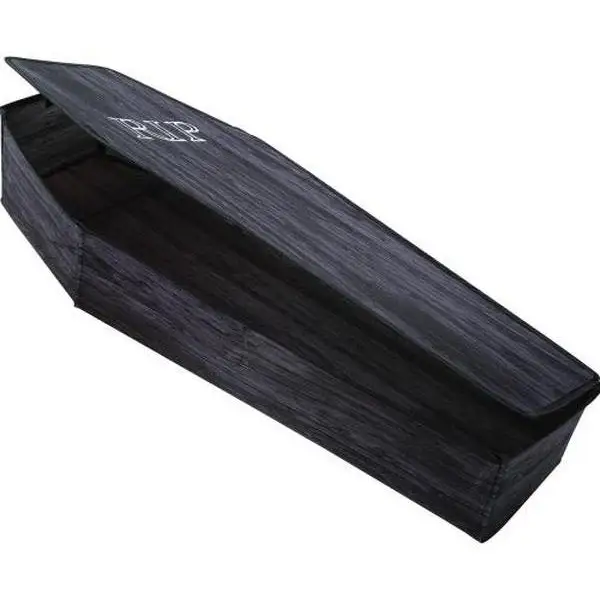 Morris Costumes 60" Wooden Look Coffin With Lid Black 3 Morris Costumes 60" Wooden Look Coffin With Lid Black
