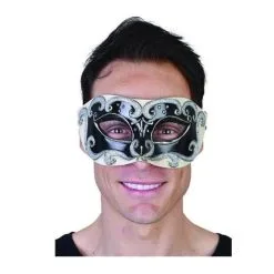 Tom Foolery Black Eye Mask With Silver Glitter Detail