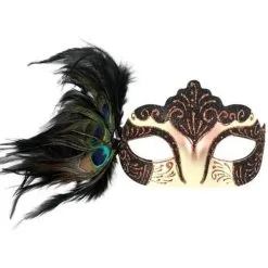 Tom Foolery Burlesque W/ Peacock Feathers Black Eye Mask