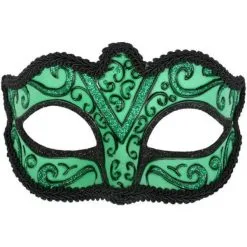 Tom Foolery Capri Green Masquerade Mask