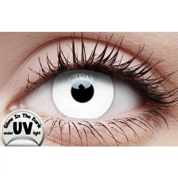Crazy Lens Contacts - UV Glow White 3 Crazy Lens Contacts - UV Glow White