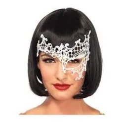 Tom Foolery Daring Venetian White Applique Eye Mask