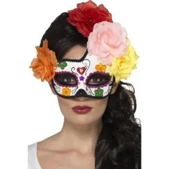 Day Of The Dead Crescent Eyemask, Multi Coloured