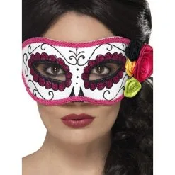 Day Of The Dead Eyemask, White & Pink
