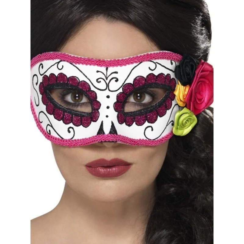 Day Of The Dead Eyemask, White & Pink 3 Day Of The Dead Eyemask, White & Pink