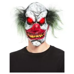 Evil Clown Overhead Mask, Latex With Light Up Eyes