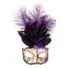 Tom Foolery Gold And Purple Masquerade Mask With Feathers -All Props Sales gold and purple masquerade mask with feathers 944694