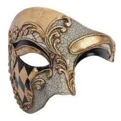 Tom Foolery Ives Half Face Mask Black & Gold