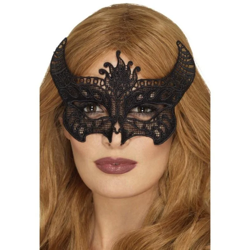 Lace Filigree Devil Mask, Black 3 Lace Filigree Devil Mask, Black