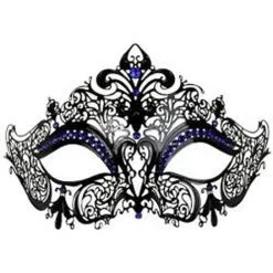 Tom Foolery Provence Metal Eye Mask With Jewels - Blue Jewels