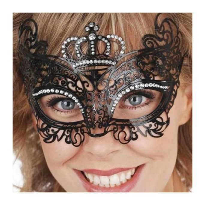 Tom Foolery Royal Metal Crown Black With Diamantes Eye Mask 3 Tom Foolery Royal Metal Crown Black With Diamantes Eye Mask