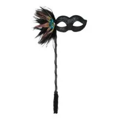Tom Foolery Simona Black W/ Stick & Feather Eye Mask
