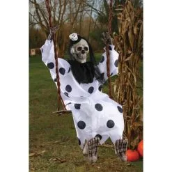 Morris Costumes Skeleton Clown On Swing