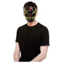 Stitch Face Mask, Green Neon Light Up, Black