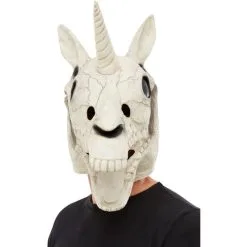 Unicorn Skull Latex Mask, White