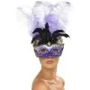 Venetian Colombina Eyemask With Multicolour Plume, -All Props Sales venetian colombina eyemask with multicolour plume 525877